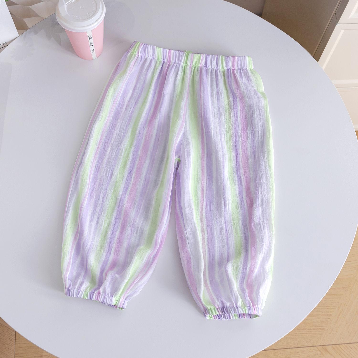 

Girls Summer Slim Fit New Loose Summer Casual Pants, Children s Baby Mosquito Repellent Pants 90 светло-фиолетовый