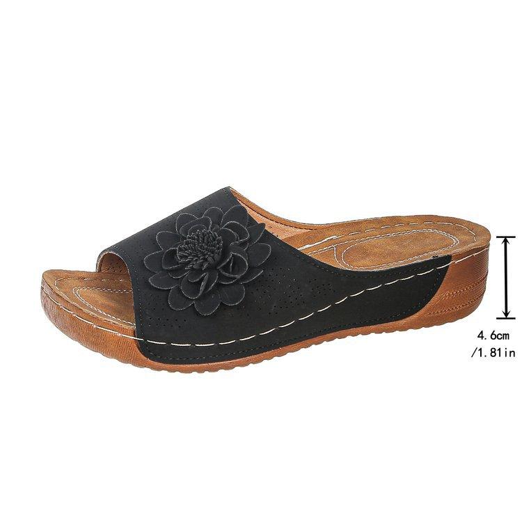 

Spring and summer new slope heel open toe wear cool slippers women s shoes 36 чорний