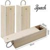 25-26 Wooden Wine Box,3 Pack Single Gift Box With Handle For Holiday, Birthday Party,13.87 X 3.87 X 4 Inches