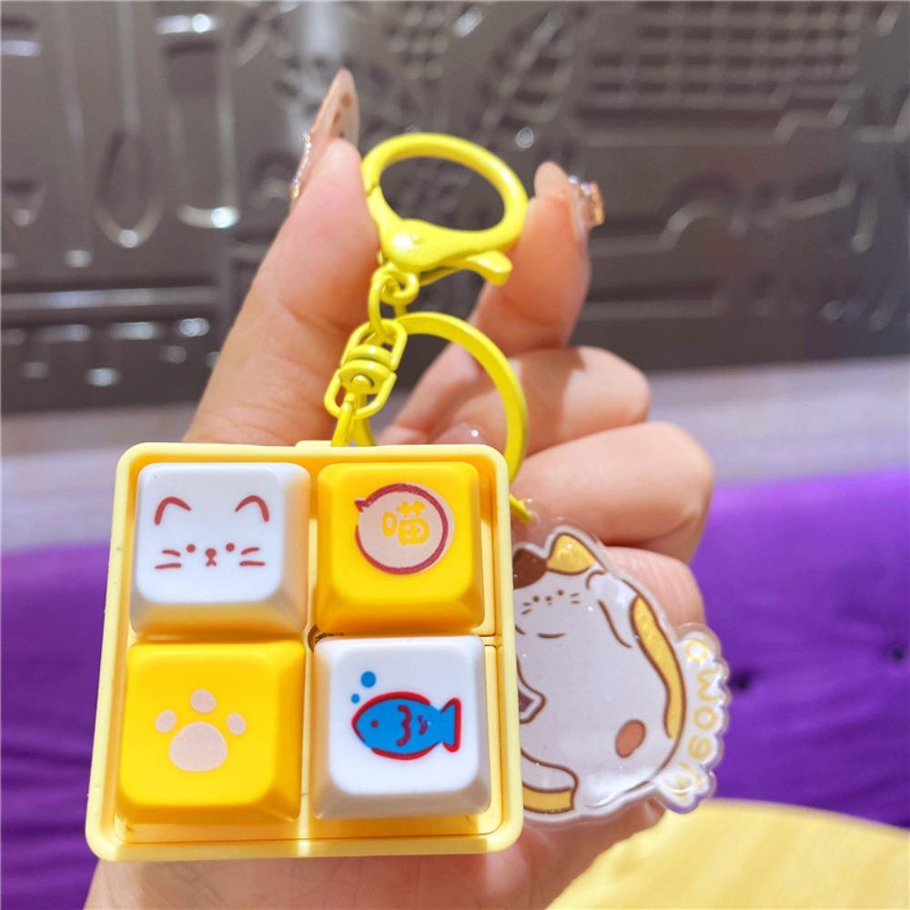 Luminous Wooden Fish Keyboard Keychain Electronic Fingertip Button Key Ring  Finger Toys
