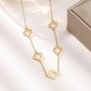 18K Gold Hollow Four-Leaf Clover Jewelry Set: Titanium Steel Bracelet, Necklace, Earrings for Women