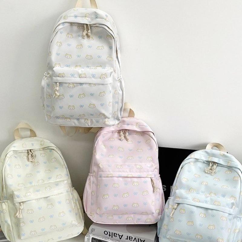 School Bag Niche Junior High School Girls High Value Floral Backpack College Student Girl Cute Kitten Backpack