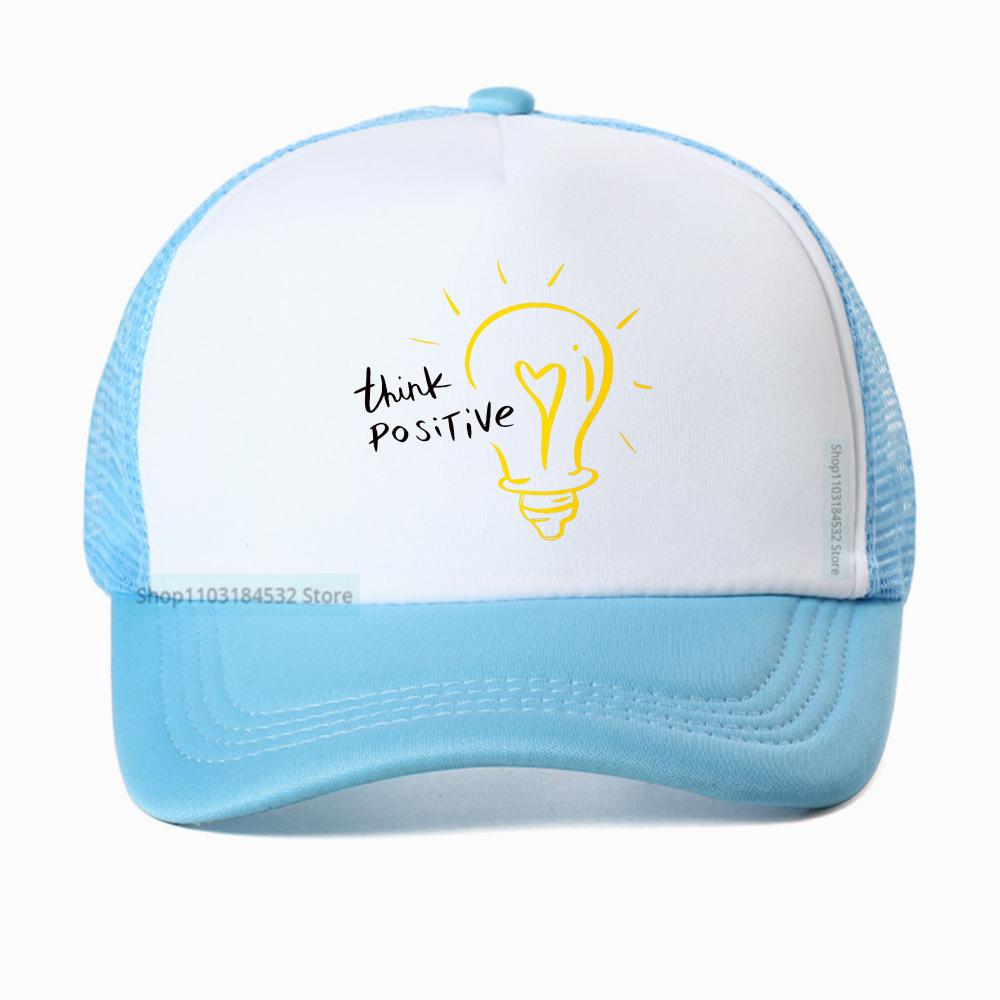 

Think Positive Print baseball cap fashion snapback hats Summer Unisex Women Casual sun hat Breathable adjustable mesh trucker hat Adjustable