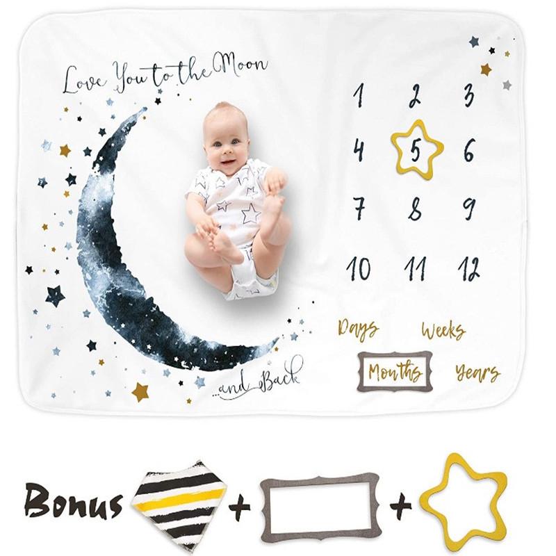 Cobertor para fotos de marcos do bebê com guirlanda de faixa de cabelo - Fundo de flanela para memoriais de crescimento e abraços.