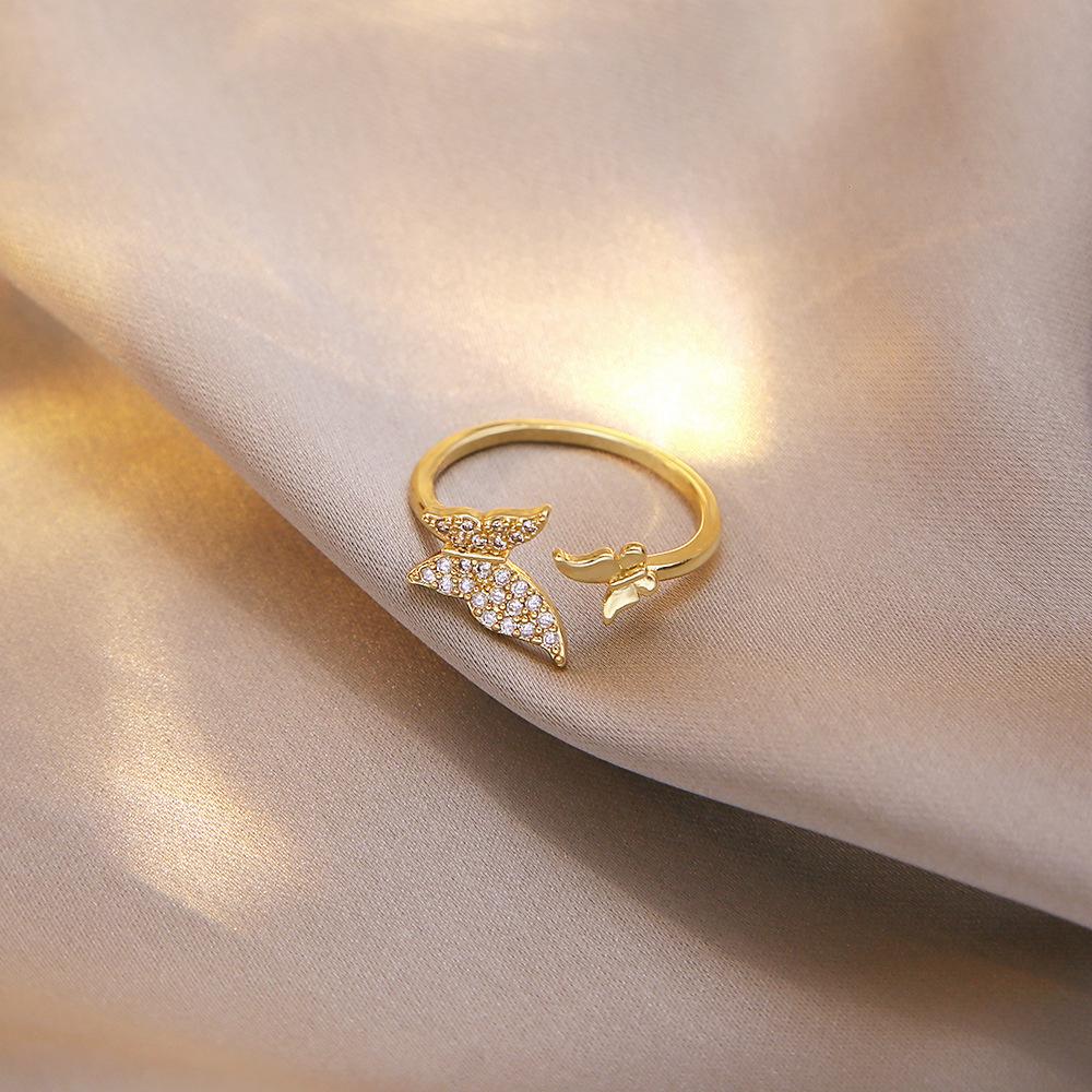 Korean version geometric butterfly ring for women with a cold and niche style, high-end and versatile rings