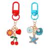 Cherry Starfish Keychain Marine Charm Blue Beach Pendant Ocean Bag Accessory Fashion Jewelry Gift for Women