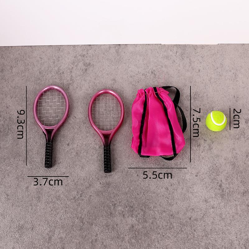 

[JN] 4Pcs Small Cloth Doll Miniature Sports Scene Sports Goods Dollhouse Mini Tennis Racquet Set Outdoor Decor фиолетовый