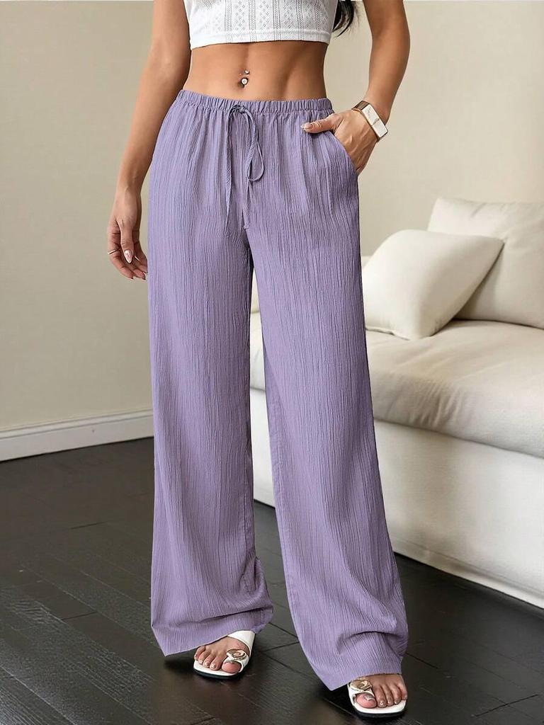 2025 Autumn European & American Style Women's Solid Color Straight-Leg Casual Pants