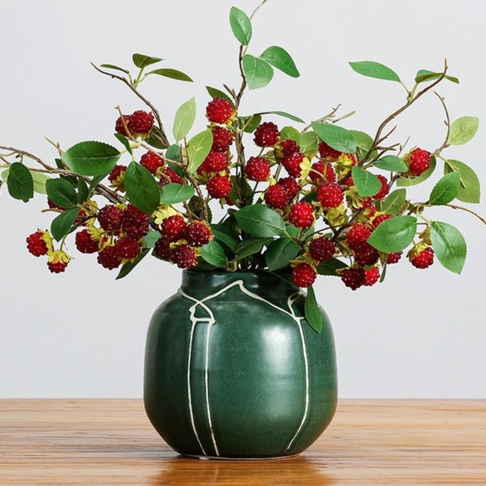 Luxury Artificial Raspberry Branch Faux Red Raspberry Fake Plants Mulberry Fruit Plants  Gift