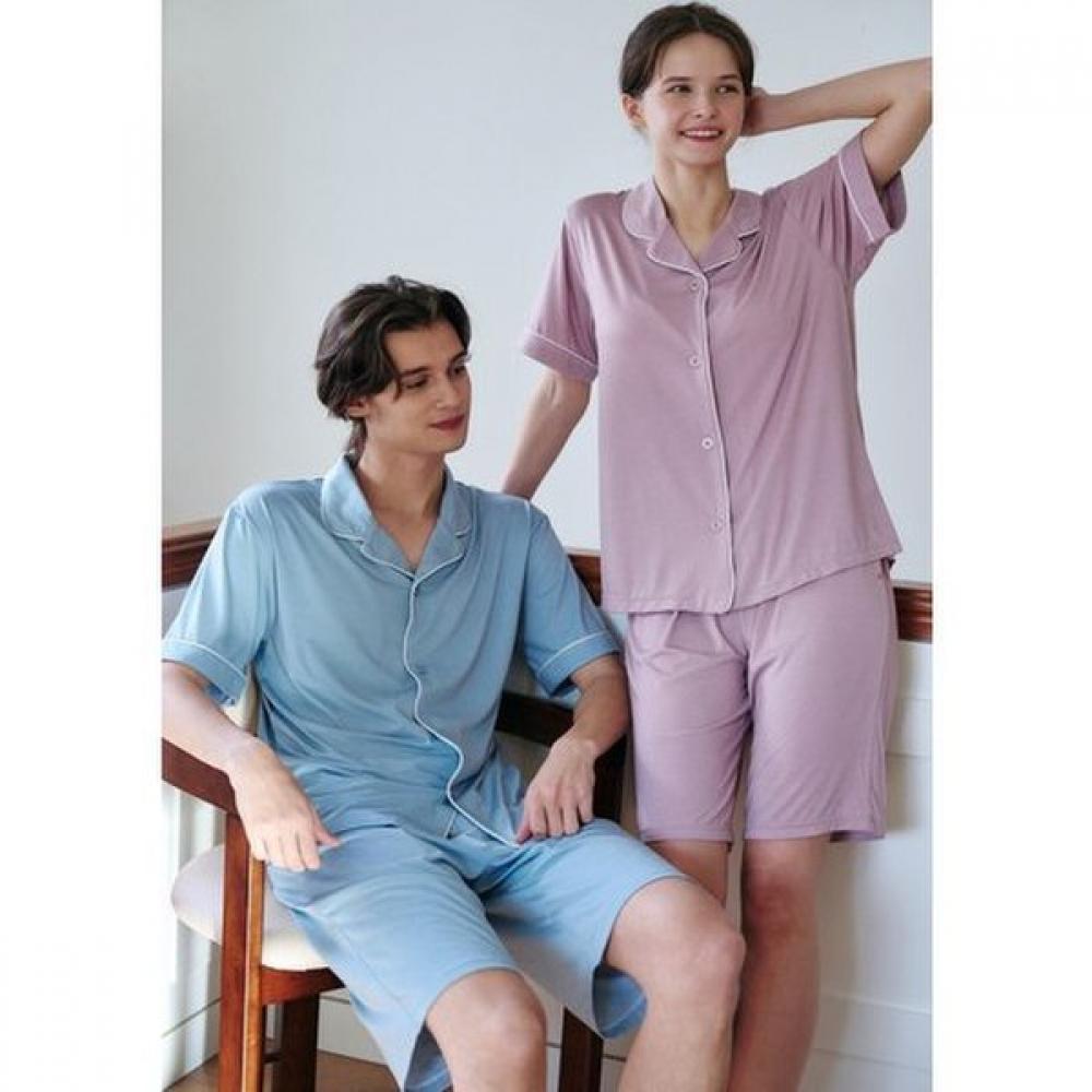 

Venus Simple Solid Comfortable Couples Pajama Set Vpa4522w Vpa4522m 100/110