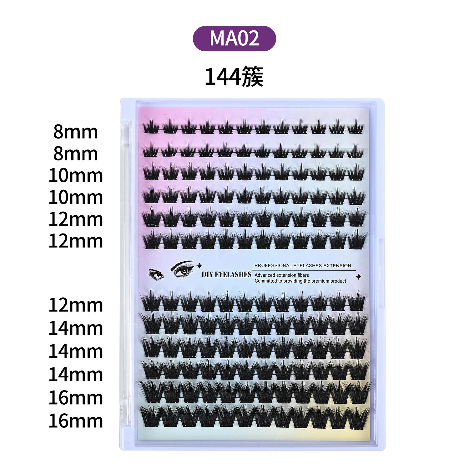 2026 Thick European and American False Eyelashes Segmented Eyelashes Curled Single Tuft of Hair Duo Hair False Eyelashes