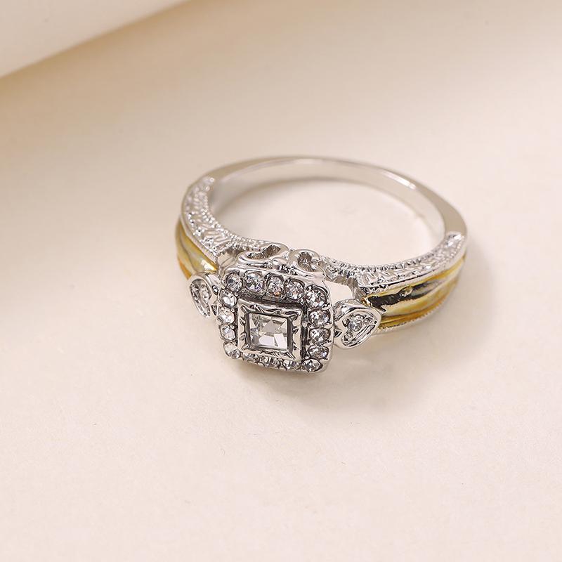 

Huajie Women s Square Sparking Cubic Zirconia Rings Wedding Engagement Two Tone Delicate Ring New Trendy 10 срібний