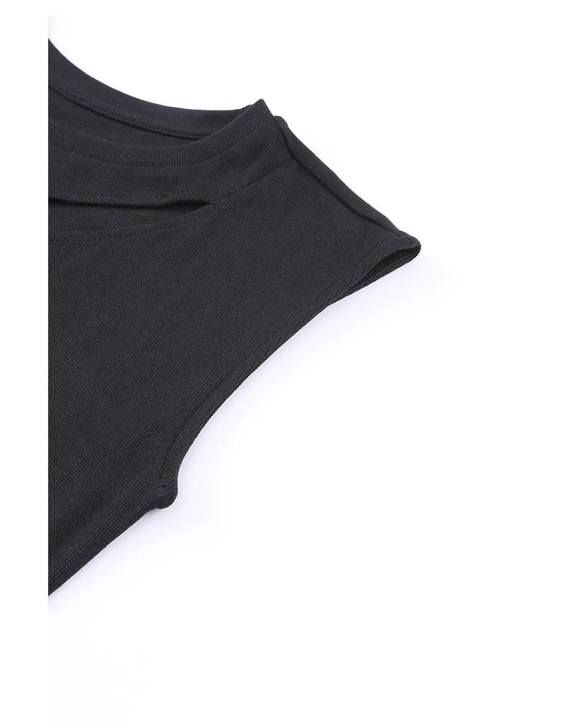 Azura Exchange Slash Cutout Cap Sleeve T Shirt