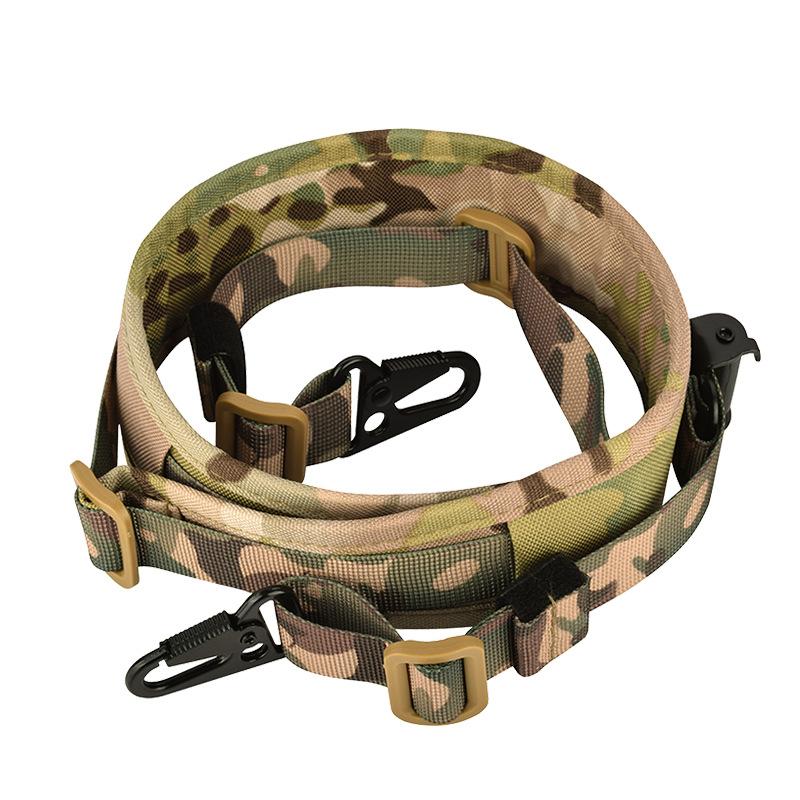 Outdoor MC Camouflage Multifunctional Double Point Harness Tactical Rope Nylon Strap Shoulder Guard Gun Strap Lanyard