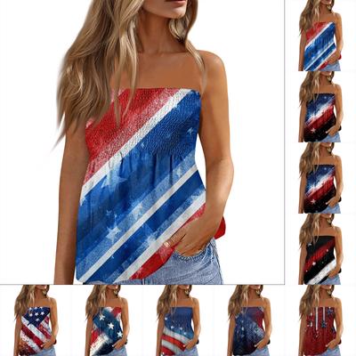 Sommer Schlauchtops für Damen, Niedliches Sexy Off-Shoulder Print Ärmelloses T-Shirt