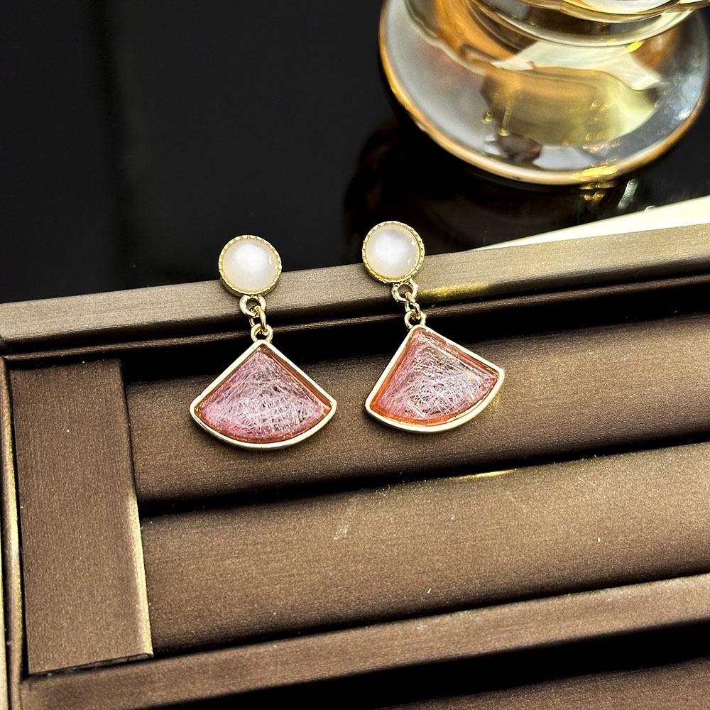 Silberne Nadel Katzenaugenstein Blume Ohrringe - Elegantes, vielseitiges Modeaccessoire für Frauen