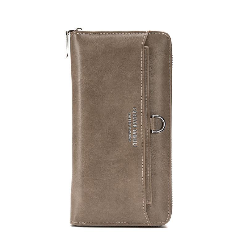 Artificial Leather Long Wallets for Women Men Fashion Zipper Purse Vintage Design Business Card Holder