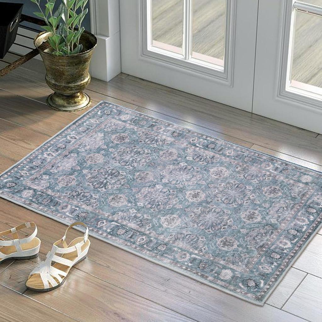 Boho Vintage Crystal Velvet Rug Non-Slip Area Floor Mat Home Decor Entrance Passageway Door Mat Bedroom Kitchen Floor Mat