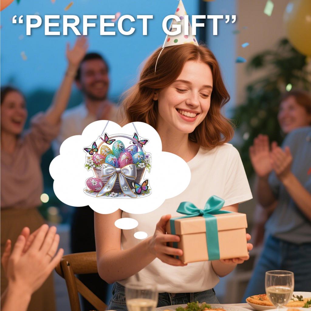 Oster-Thema 2D/Flache DIY Strass Diamantkunst Fensteranhänger Sonderform Diamantkunst Anhänger Wanddeko für Zuhause & Fenster