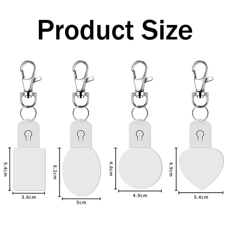 M-Modern-4PCS LED Sublimation Blank Keychain Acrylic Lighted Transfer DIY Crafts Fall Thanksgiving Christmas Keychain Gift Round