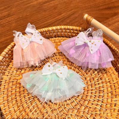Headmaster Dog Love Transparent Yarn Bow Dress Mini Cute Doll Clothing Plush Toys Accessories Dressing Up Clothes for 13-15cm Doll