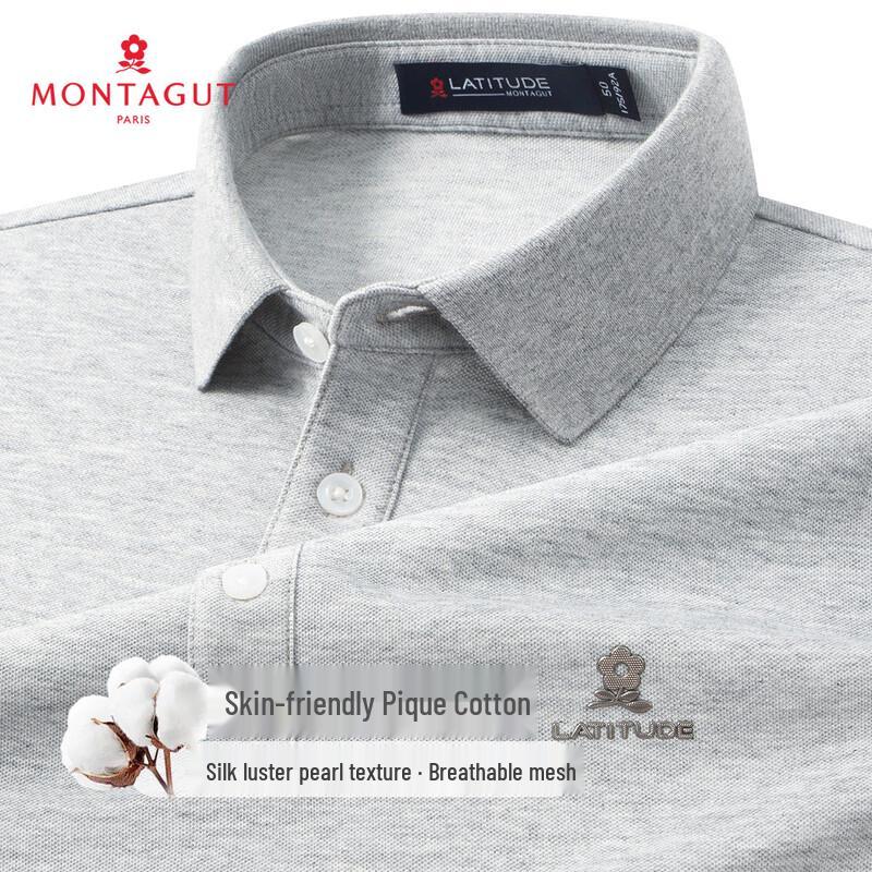 

MONTAGUT Men s Mesh Piqué Long-Sleeve Polo Shirt JG 52