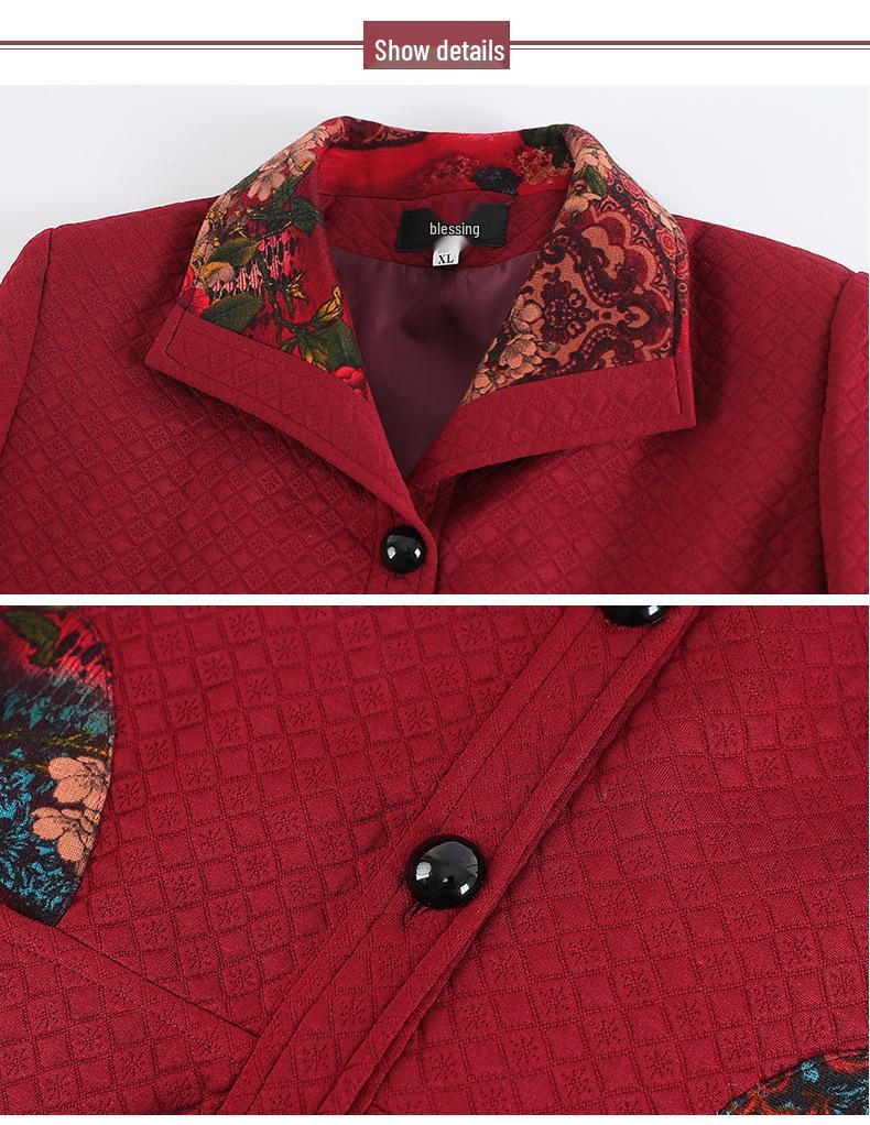 Elderly Women's Chinese Style Plus Size Turn-Down Collar Jacket - Fashionable Spring and Autumn Top for Grandma