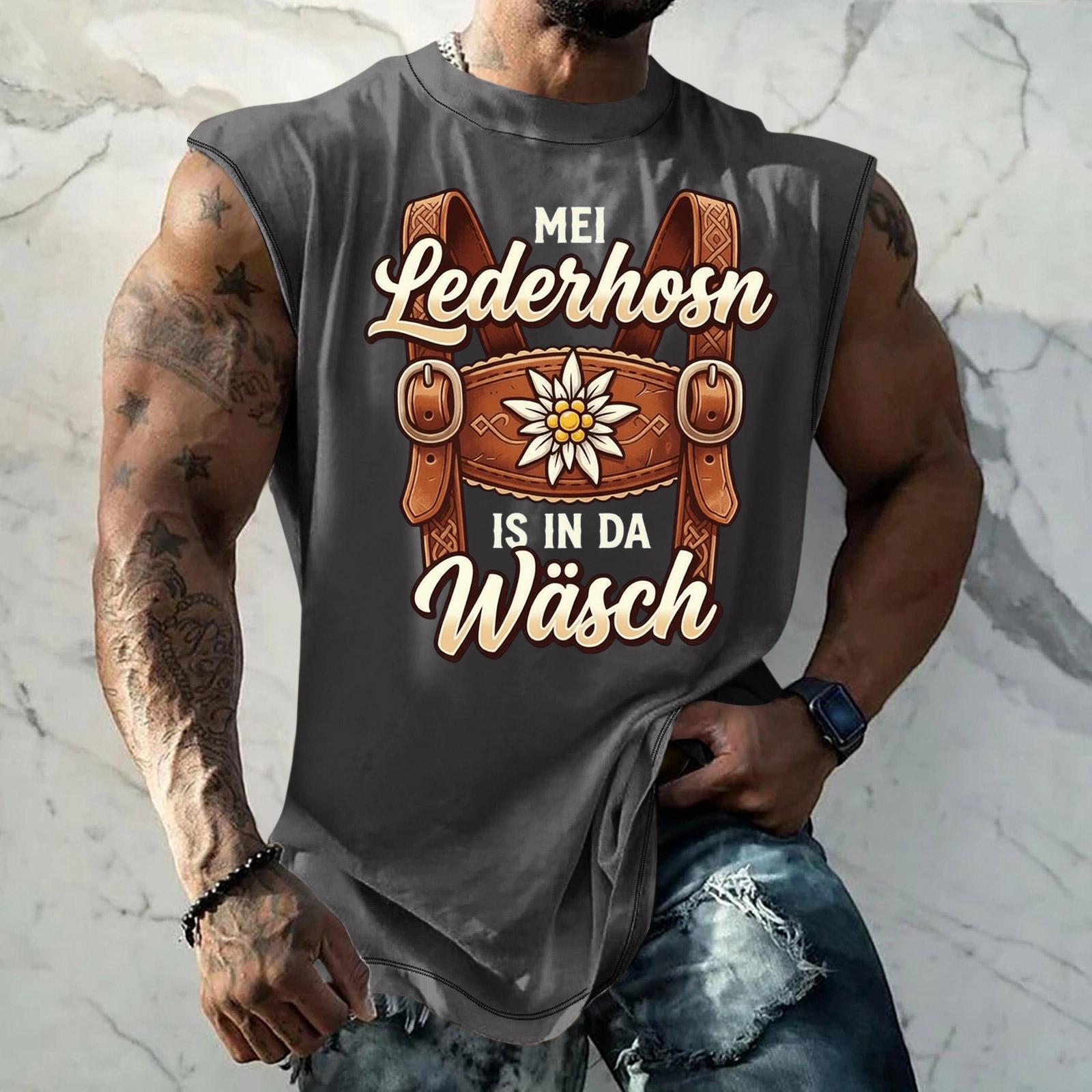 

Men Sleeveless Tank Top Beer Festival Style Textured Print Loose Fit Casual Sports Streetwear Vacation Daily Wear XXXXL серебряный