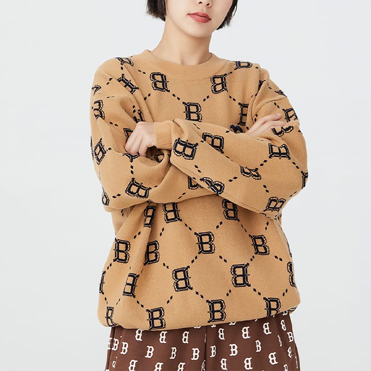 MLB FW22 Sweater Unisex Beige Yellow 3AKPM0226-43BGS