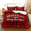 3D Happy New Year Bedding Set Christmas Happy Duvet Cover Pillowcase 2/3 Holiday Gift AU/EU/ES/DE Full Size Quick Drying Soft Home Textile