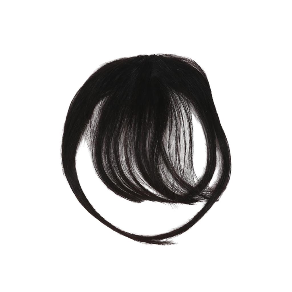 Human Bangs Natural Brown Middle Part Wispy Bang Hair Clip In Bangs Fringe Hairpiece for Women Clip On Air Bang