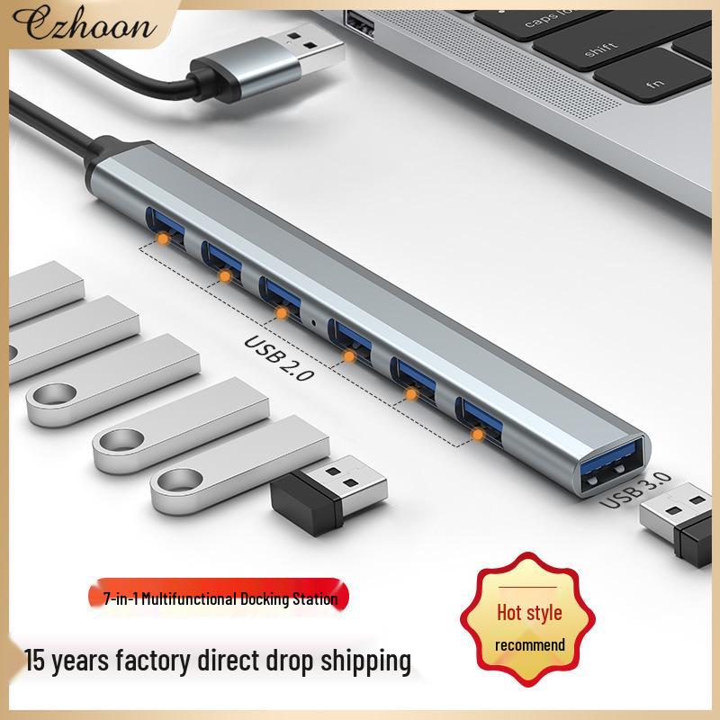

USB Hub 7-in-1 Expansion Dock: Type-C High-Speed Extender and Laptop Splitter
