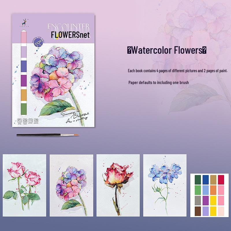 Creative Watercolor Doodle & Drawing Book with Cartoon Themes and Paints