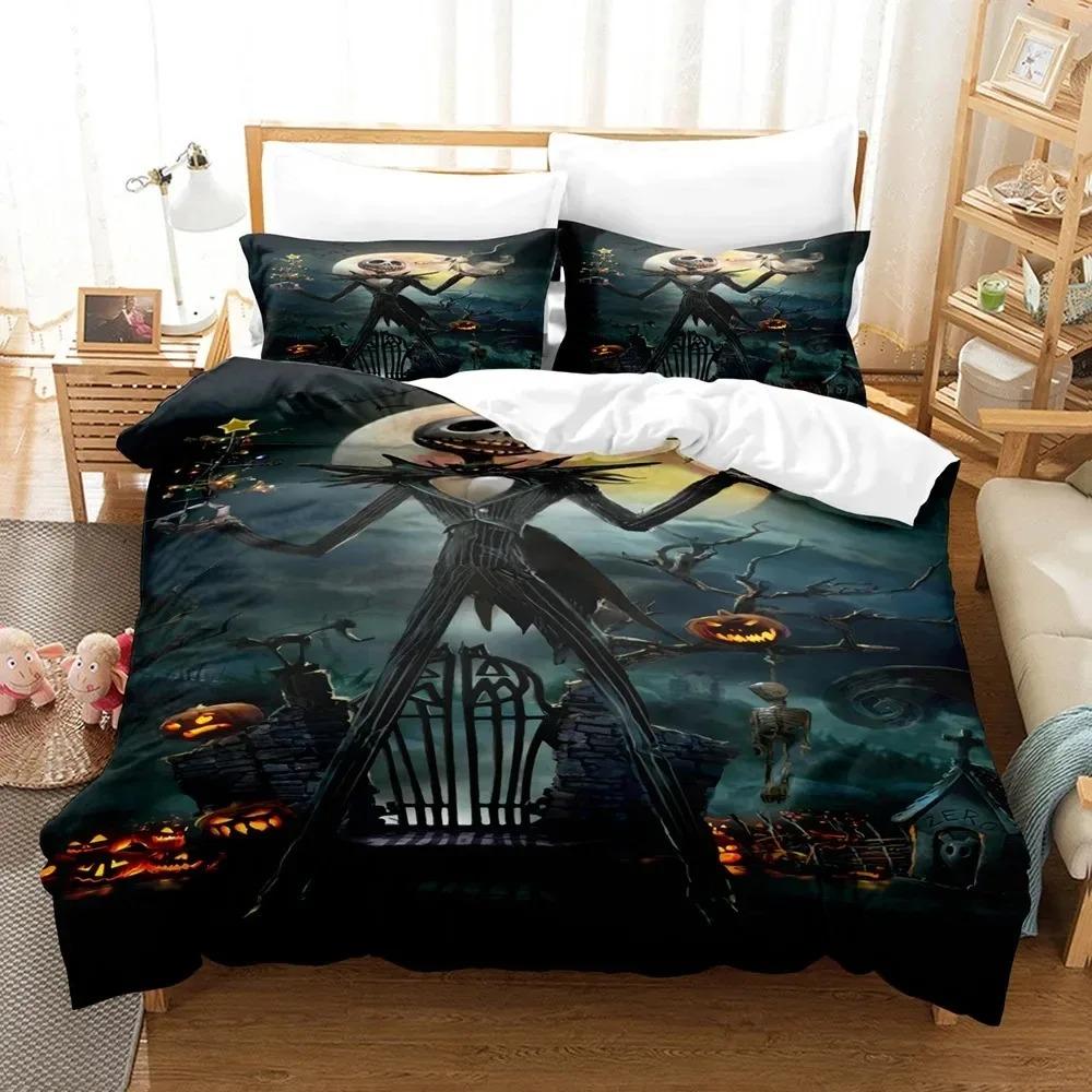 Comforter Halloween Bedding Set Kingqueen Size Cartoon Pumpkin Lantern Castle And Bat Dark Horror Night Polyester