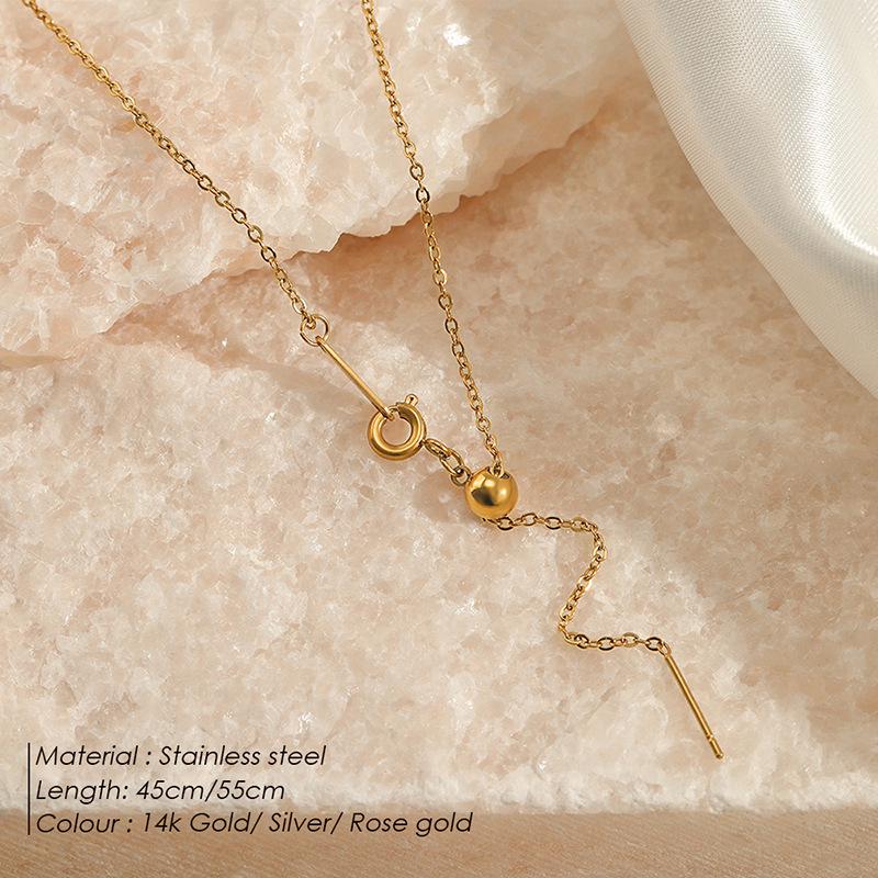 Adjustable Gold Stainless Steel Clavicle Necklace - Versatile European & American Style for Women