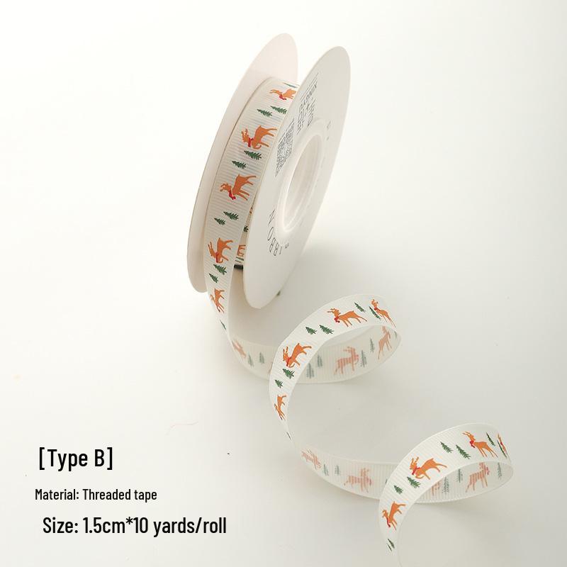 1.5cm Christmas Ribbon for Gift Boxes, Cake Decorations, Flowers, Bows, and DIY Projects