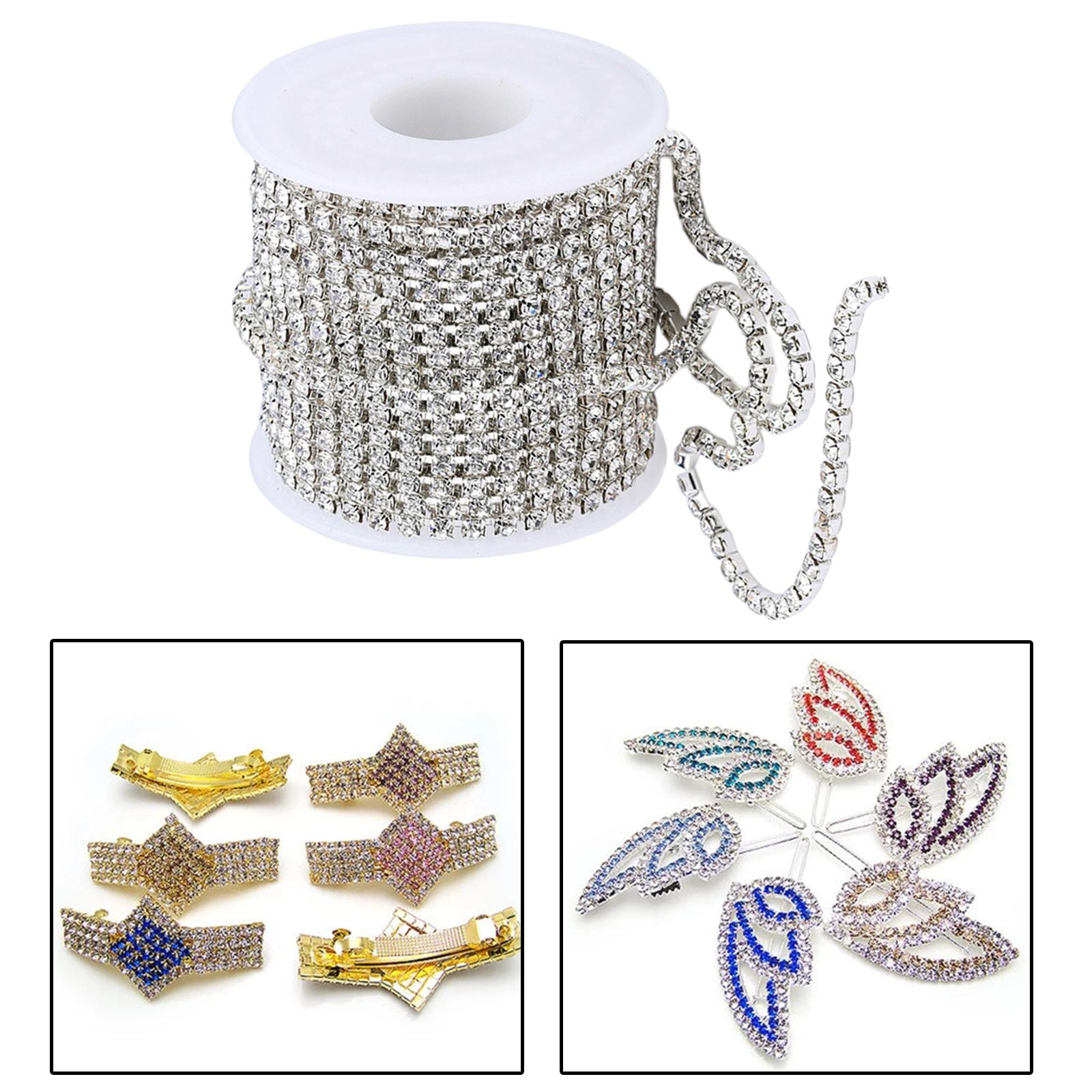 1 Roll 10 Yards 3MM Crystal Rhinestone Close Chain Trim for Sewing Crafts AB Color
