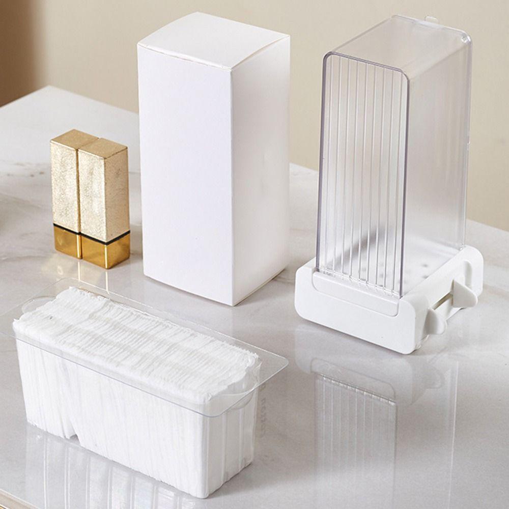 Dustproof Automatic Cotton Pad Dispenser Transparent Covered Makeup Remover Paper Holder  Washroom
