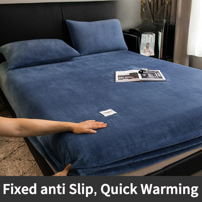 2025 Velvet Thermal Mattress Cover, Plush Fabric Sheets For Winter, Bed Cover, Bed Sheets Set For Single Double King Queen Bed 160x200