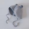 Soft Baby Hat with Double Ball Design Solid Color Warm Breathable Chin Tie Lightweight Infant Hat Headwear