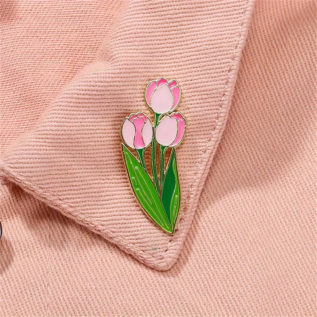 Broche de Esmalte Flores Tulipas Broches Decorativos Enfeites Lapela Bolsa Insígnias Joias Presentes Pin