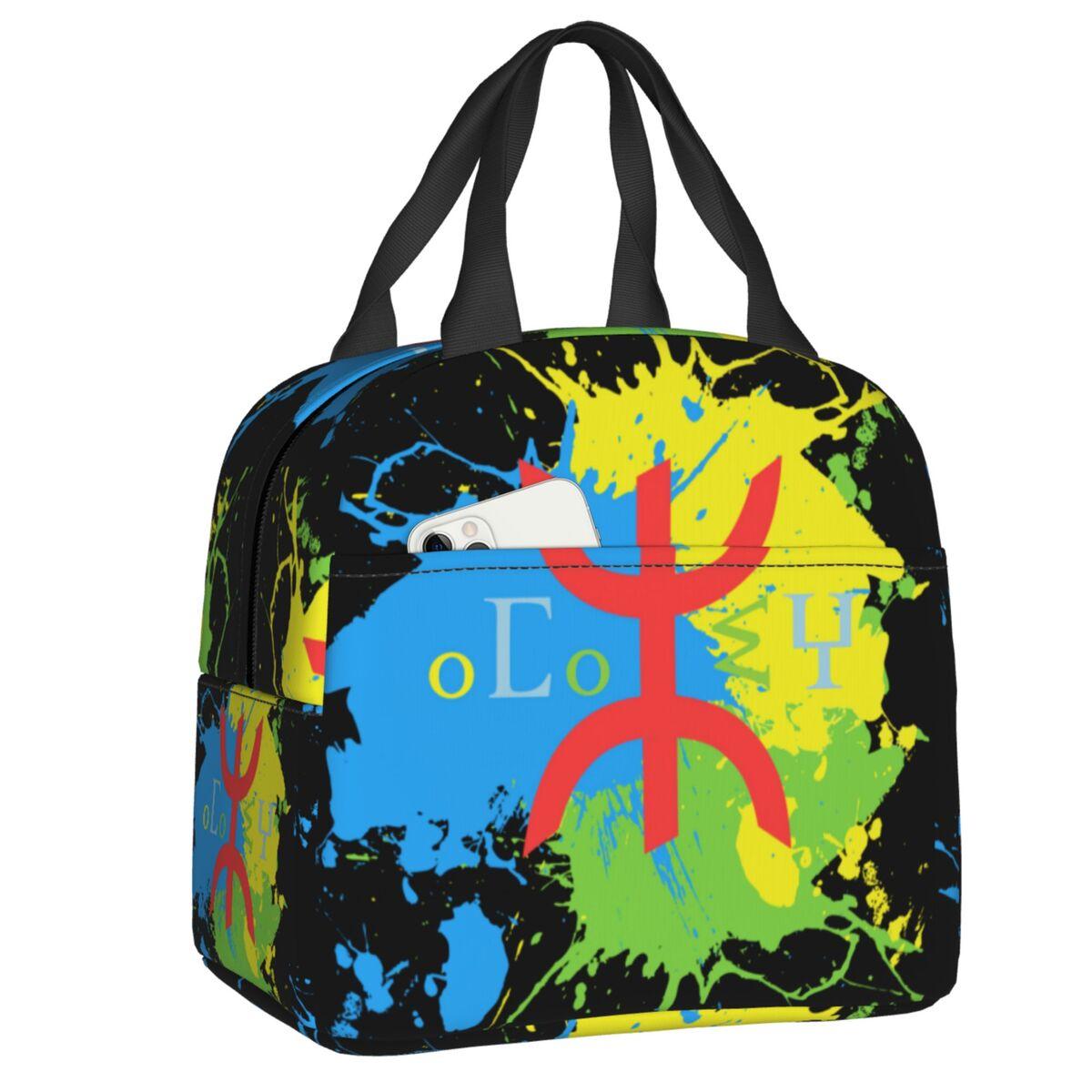 Amazigh Flag Lunch Box for Women Leakproof Berber Proud Tifinagh Cooler Thermal Food Insulated Lunch Bag Office Work Picnic Bags One Size