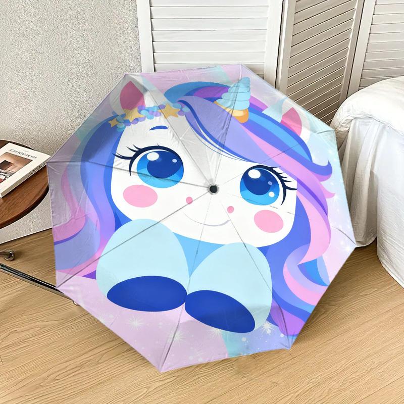 1pc Unicorn Fantasy Pattern Umbrella Design Automatic Opening and Closing Umbrella, High-quality Travel Umbrella, c1128167