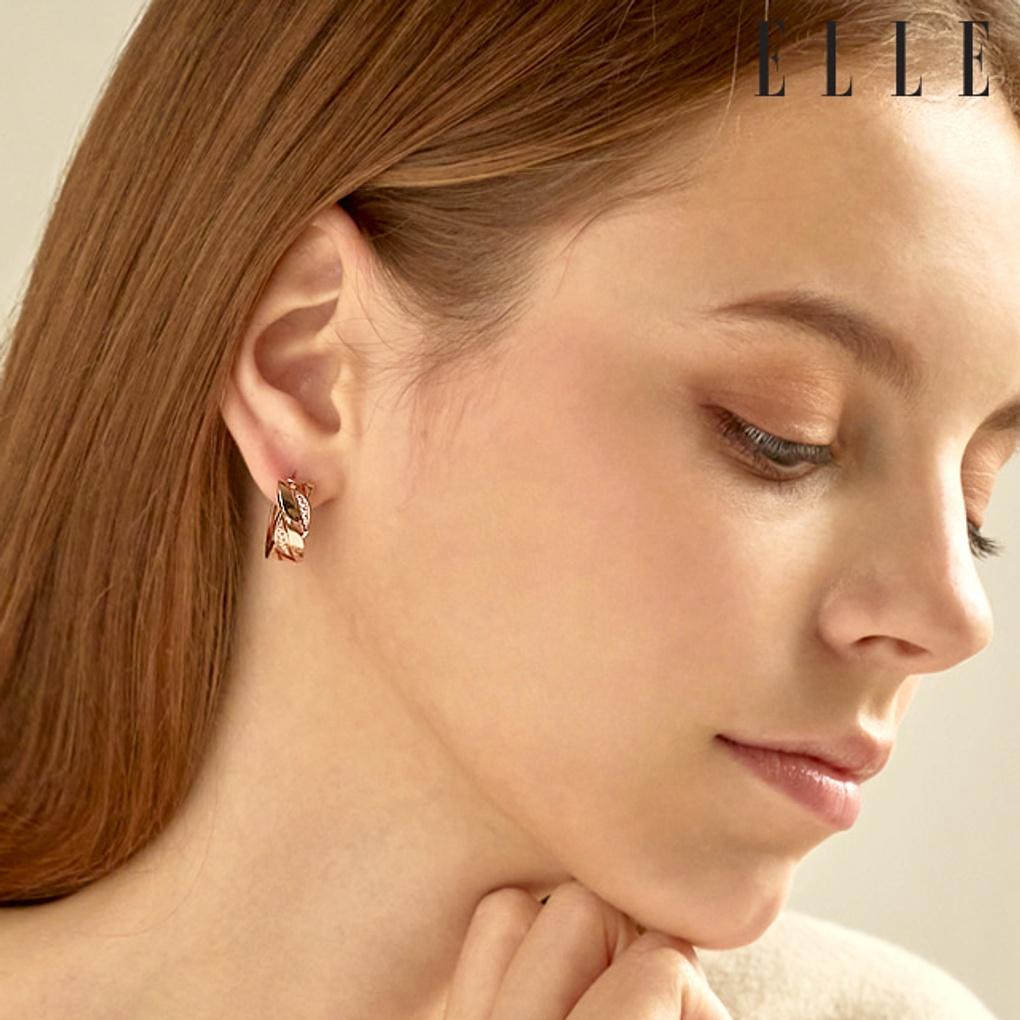 14K Twist One-Touch Earrings (Gold Pin) ELGPEE410