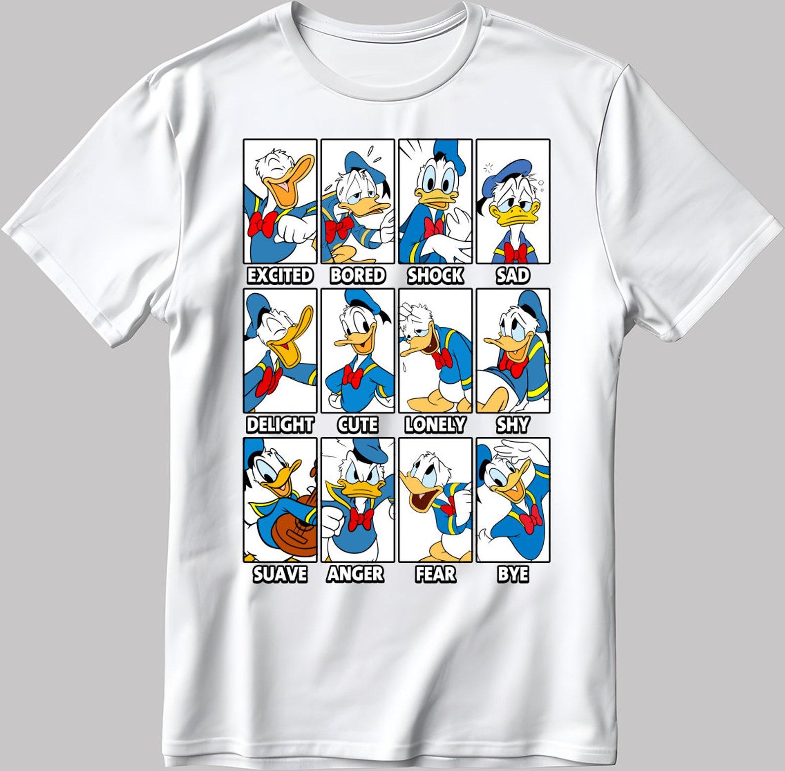 Donald Duck Moods Short Sleeve White-Black Men s / Women s T-Shirt C539 2XL