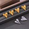18k Gold Plated Geometric Heart Stud Earrings, Titanium Steel, Versatile Fashion Jewelry