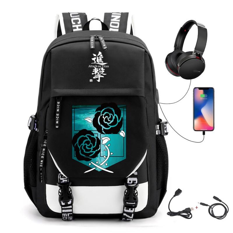 Anime-Inspired Canvas Backpack Students Travelers With USB Charging Port Breathable Padded Straps Unisex School Bag