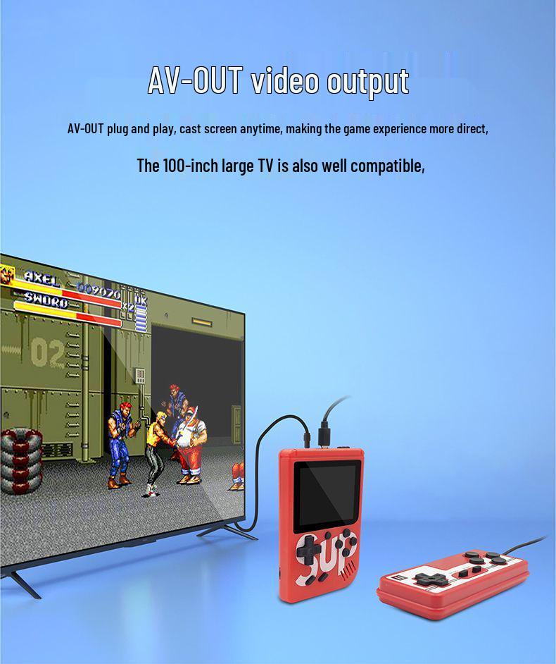 Handheld Retro Game Console SUP: Single/Double Player, 500 Classic Games, Mini, Rechargeable.