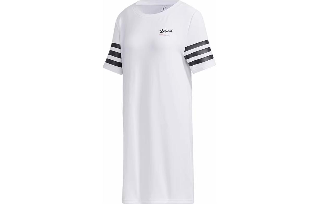 

Adidas Neo Short Sleeved Dresses Women s White Crew Neck Moderate Short GK1558 L