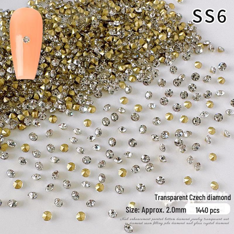 

1440 чешских стразов Super Flash с белым бриллиантовым острием для украшения ногтей.